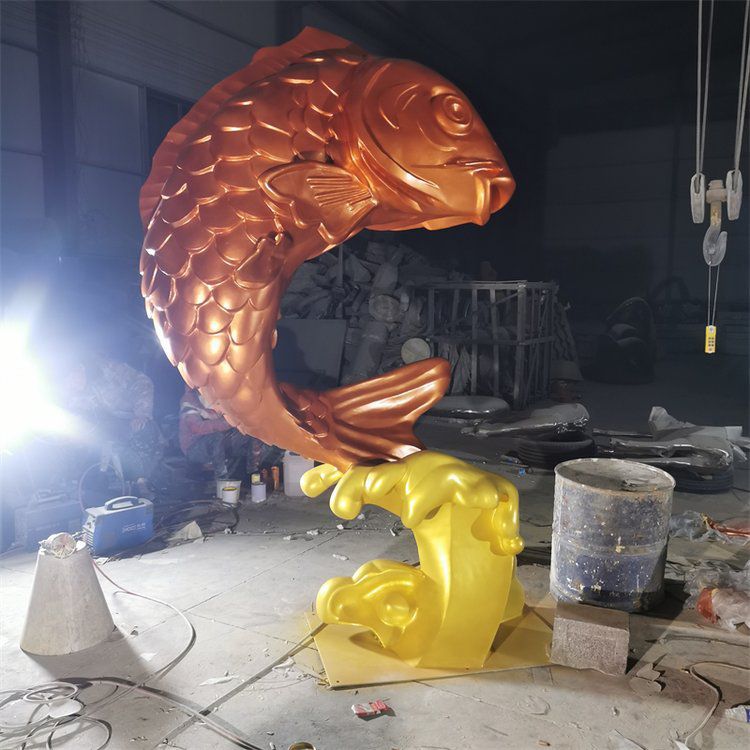 不銹鋼彩繪魚動物雕塑