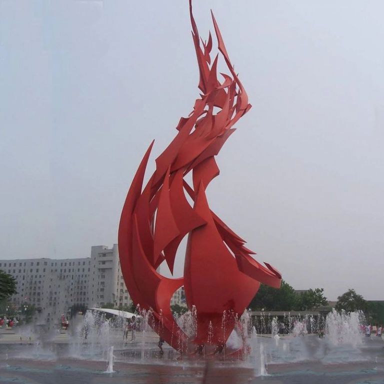 彩繪鳳凰城市不銹鋼雕塑