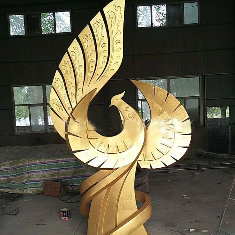 金色鳳凰不銹鋼街邊雕塑