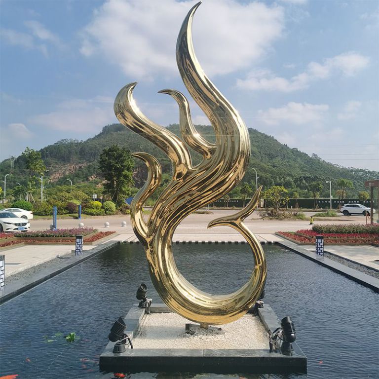 金色鳳凰不銹鋼園林雕塑