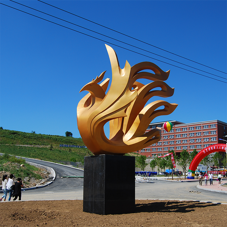 金色鳳凰不銹鋼公園雕塑