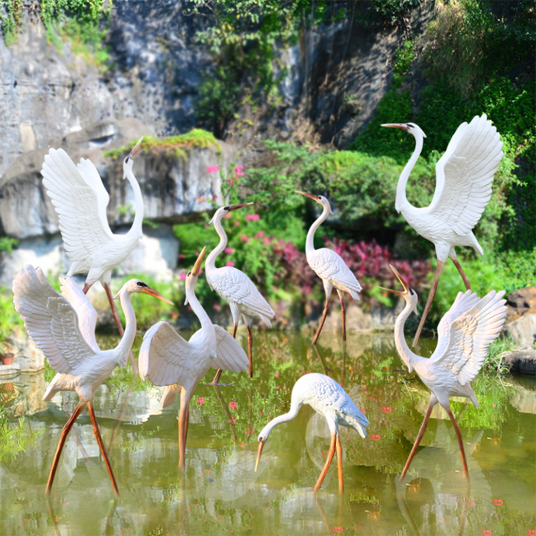 不銹鋼白鷺公園景觀雕塑