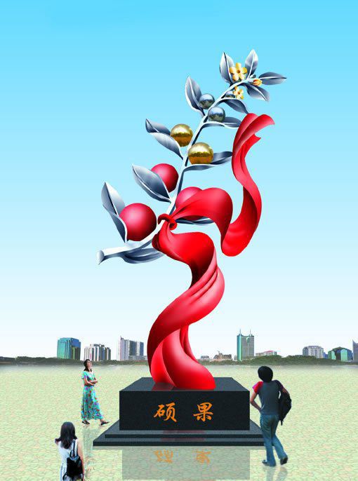 不銹鋼抽象碩果鏡面雕塑