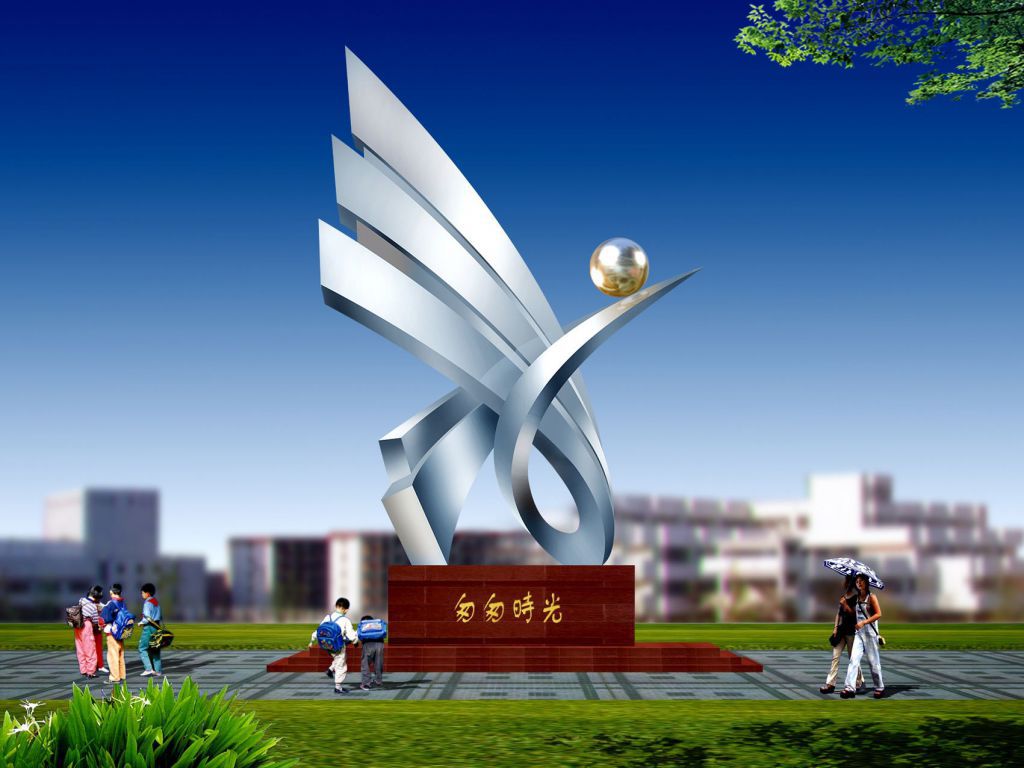 不銹鋼抽象匆匆時光雕塑
