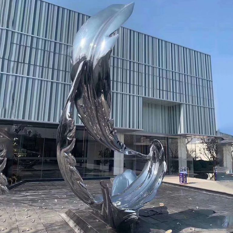 鏡面不銹鋼羽毛抽象雕塑