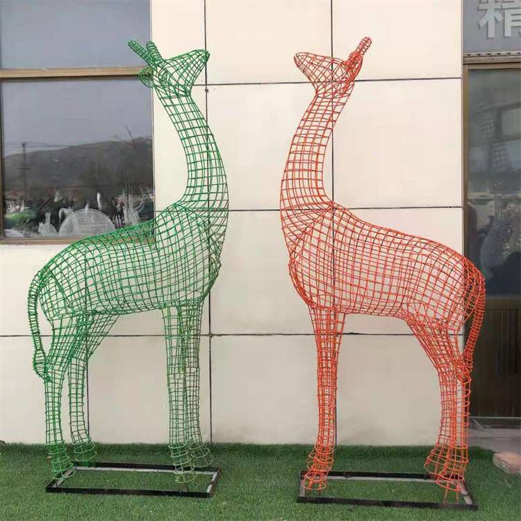 不銹鋼情侶長頸鹿雕塑