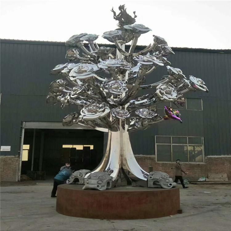 不銹鋼植物景觀抽象雕塑