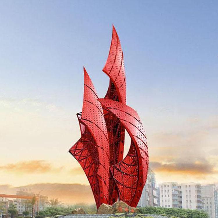 紅色主題不銹鋼景觀雕塑