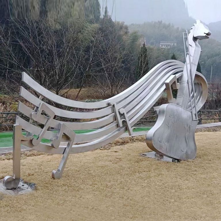 不銹鋼抽象大提琴雕塑