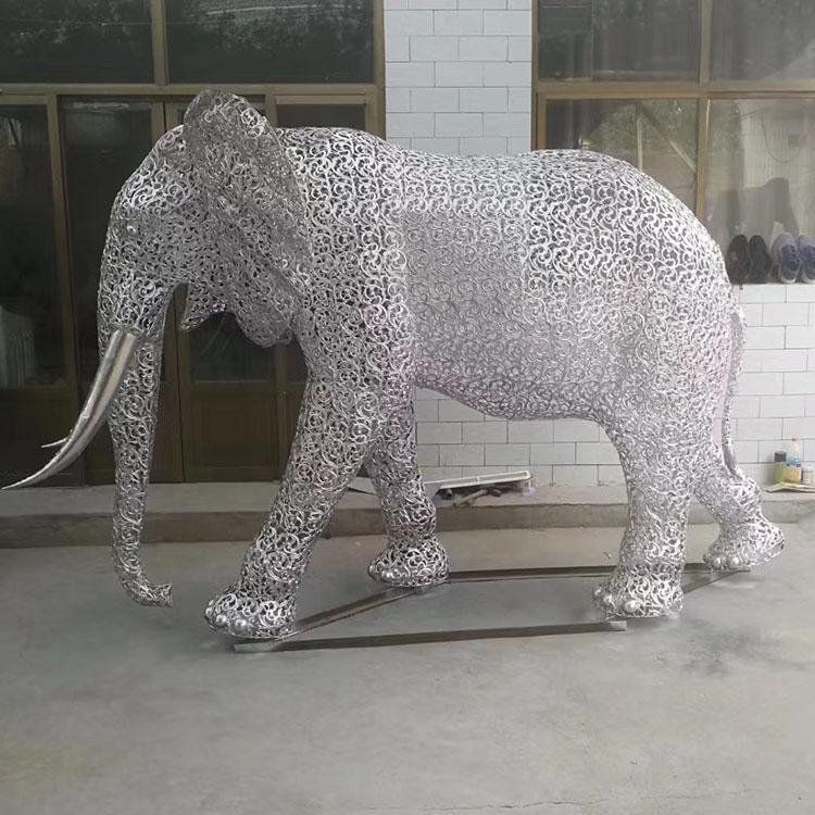 鏤空大象動物不銹鋼雕塑