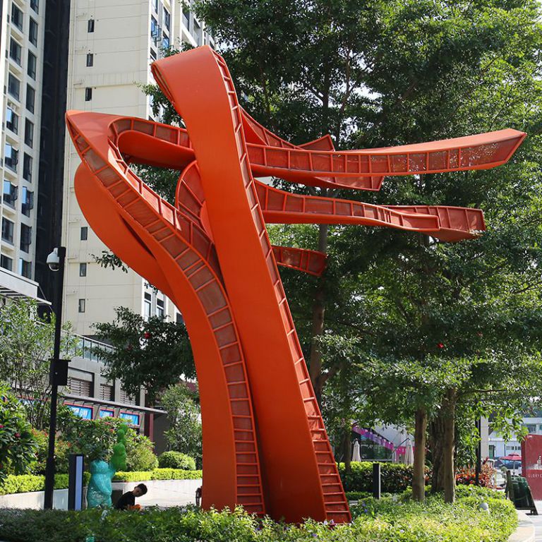 紅色飄帶不銹鋼景觀雕塑