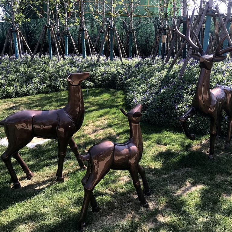 奔跑的小鹿公園動(dòng)物銅雕