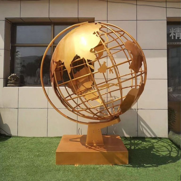 金色地球儀標志景觀雕塑
