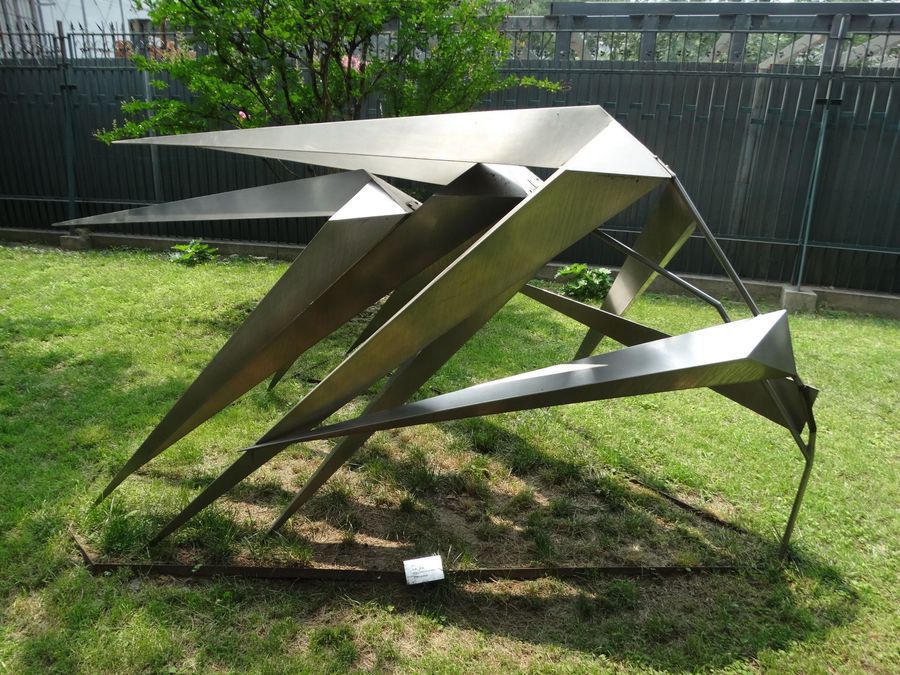 公園鏡面鳳竹標(biāo)志雕塑