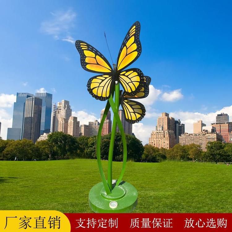 不銹鋼城市紅蝴蝶動物雕塑