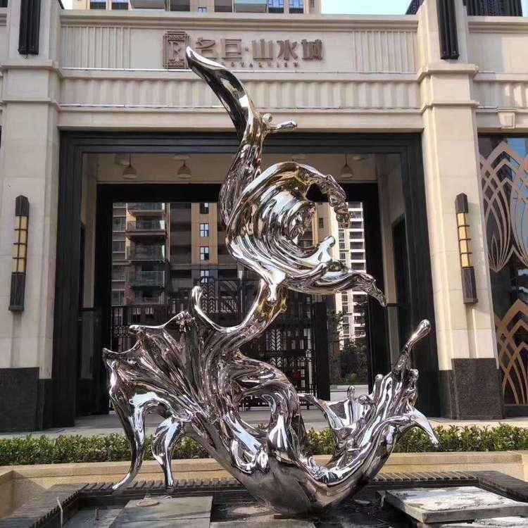廣場(chǎng)海浪鏡面景觀雕塑
