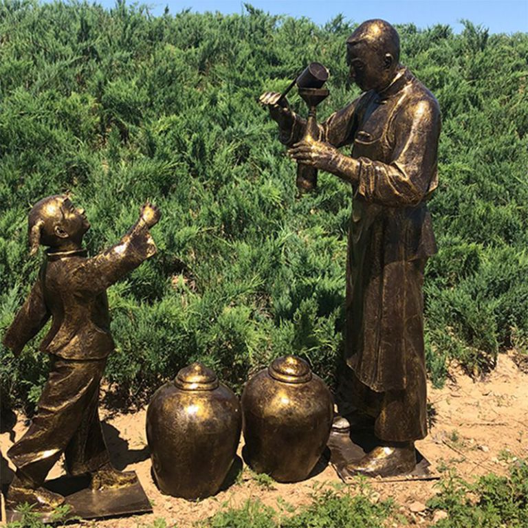 打醬油民俗人物標志銅雕