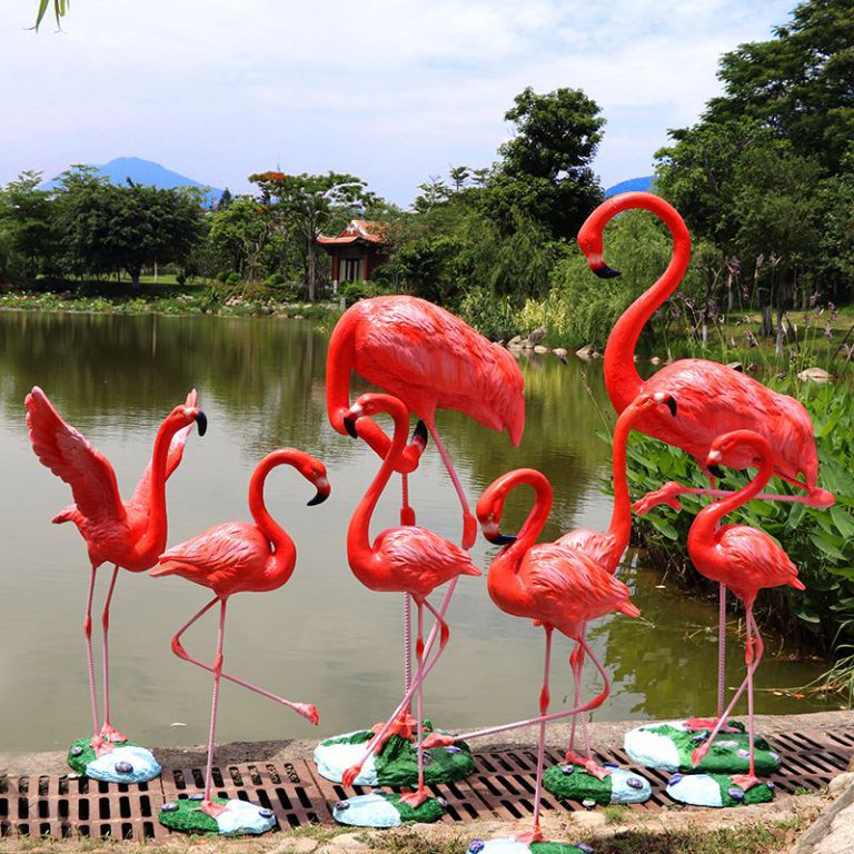 紅色火烈鳥(niǎo)動(dòng)物不銹鋼雕塑
