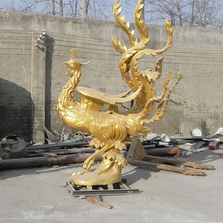 抽象鳳凰動物標志景觀銅雕