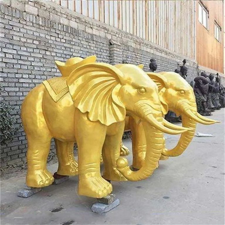 金色大象城市動物標志銅雕