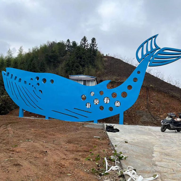不銹鋼剪紙魚動物雕塑
