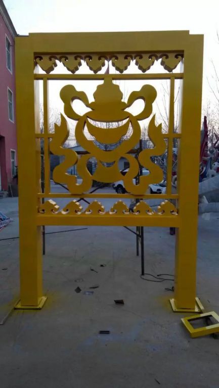 不銹鋼黃色剪紙景觀雕塑
