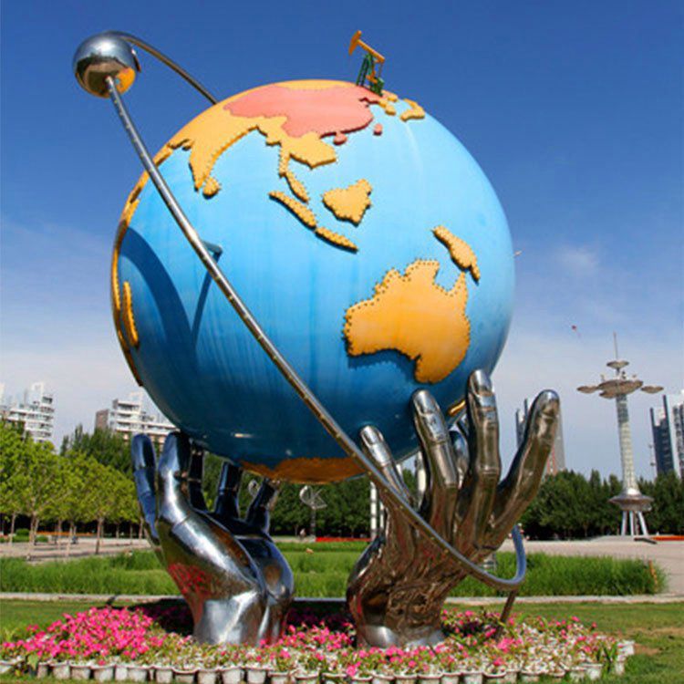 鏤空地球儀城市標(biāo)志雕塑