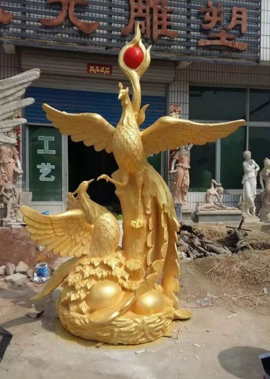 不銹鋼鳳凰標志動物雕塑