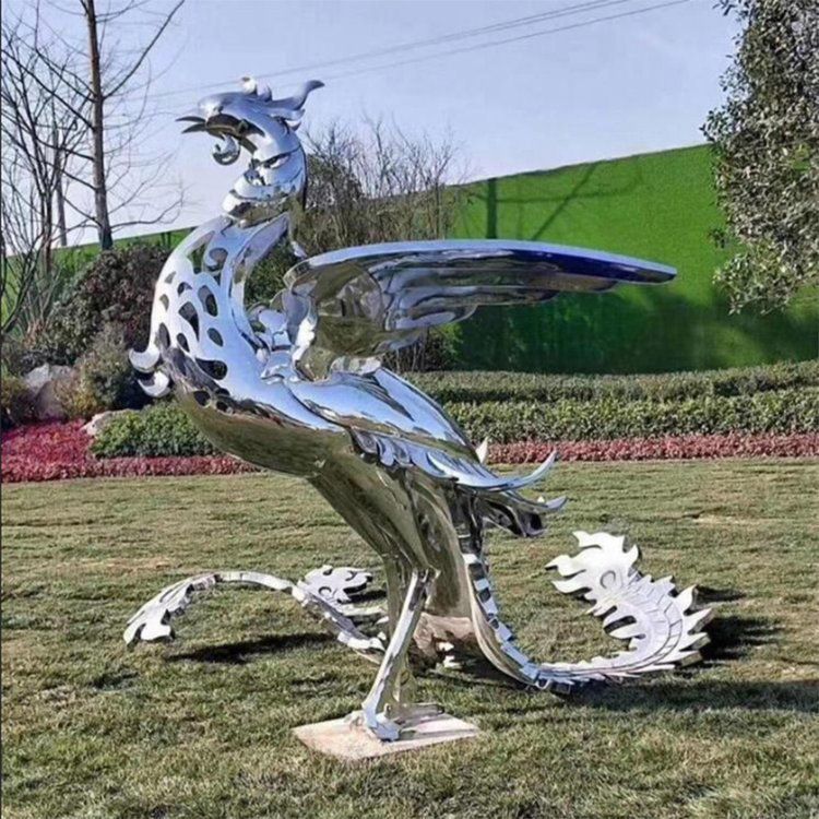不銹鋼鳳凰涅槃動物雕塑