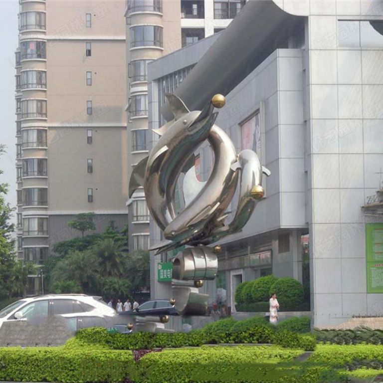 不銹鋼海豚動物標(biāo)志雕塑
