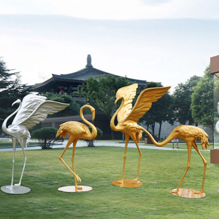 不銹鋼火烈鳥園林景觀雕塑