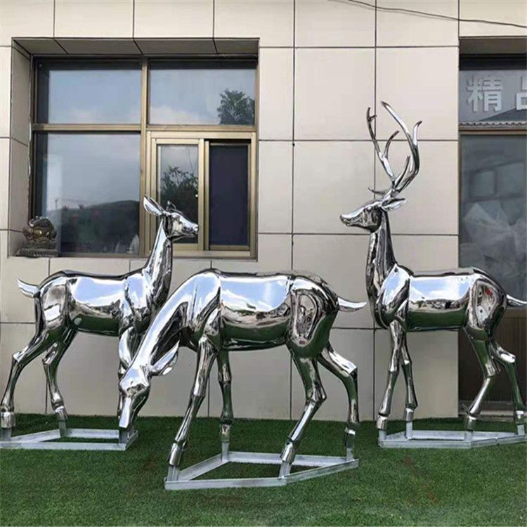 不銹鋼鹿小區(qū)動物雕塑