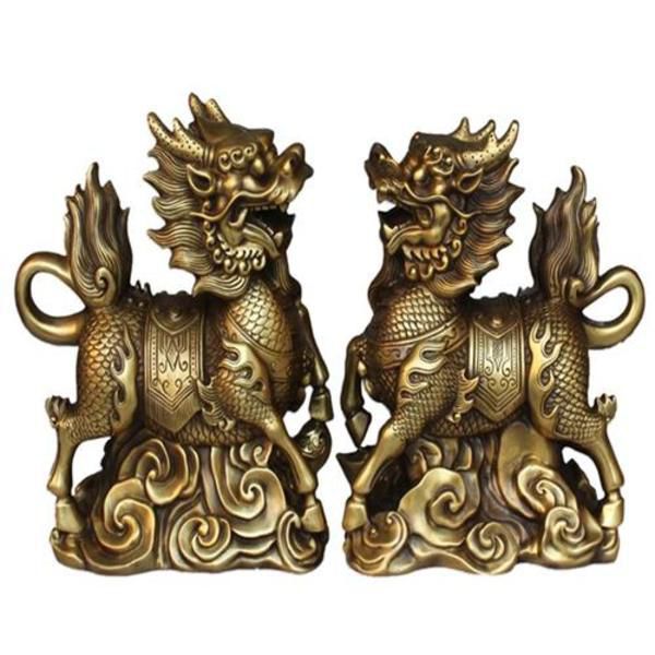 鎏金神獸麒麟動(dòng)物銅雕