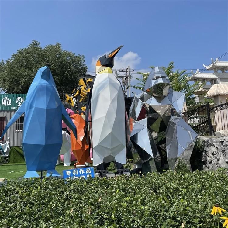 不銹鋼廣場(chǎng)企鵝動(dòng)物雕塑