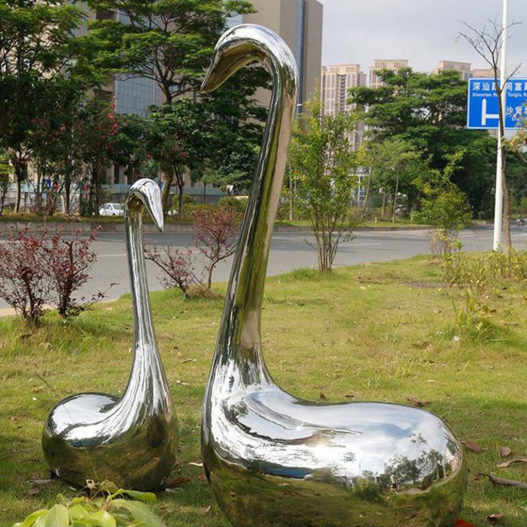 不銹鋼天鵝動(dòng)物標(biāo)志雕塑