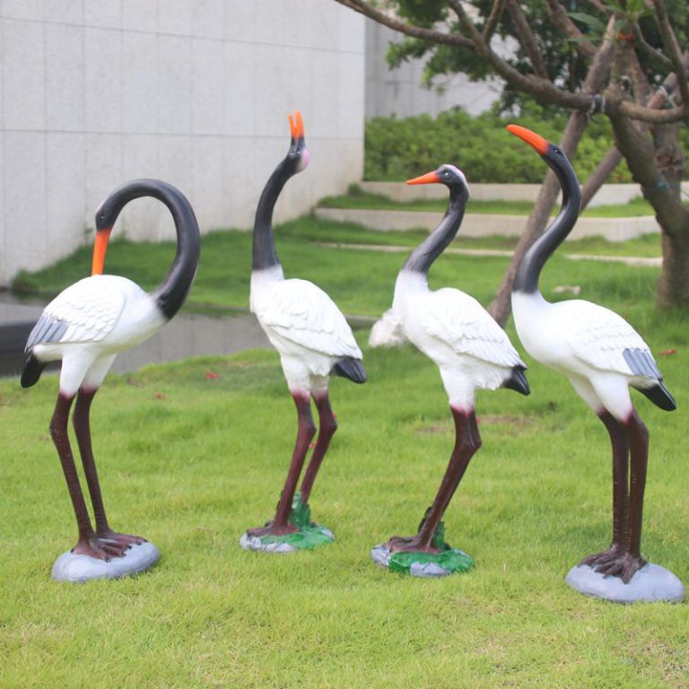 不銹鋼四只仙鶴動物雕塑