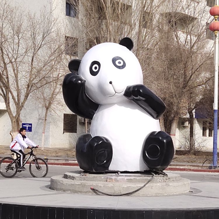 不銹鋼公園熊貓標(biāo)志景觀(guān)雕塑