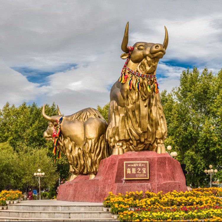 耗牛動(dòng)物標(biāo)志銅雕