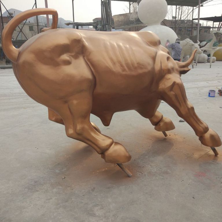 華爾街牛動(dòng)物標(biāo)志景觀銅雕