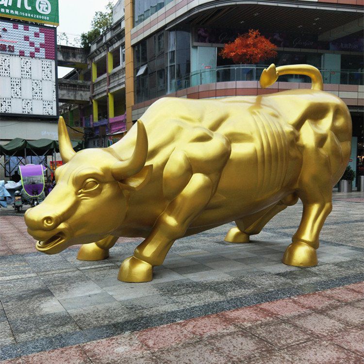 廣場(chǎng)華爾街牛動(dòng)物標(biāo)志銅雕