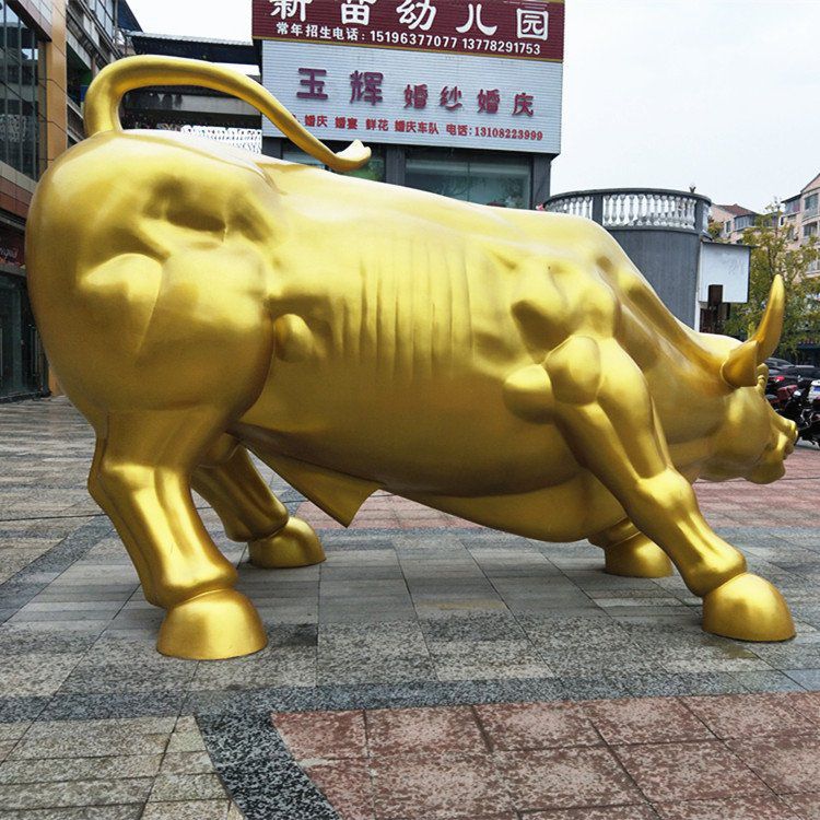 廣場(chǎng)華爾街牛動(dòng)物標(biāo)志銅雕