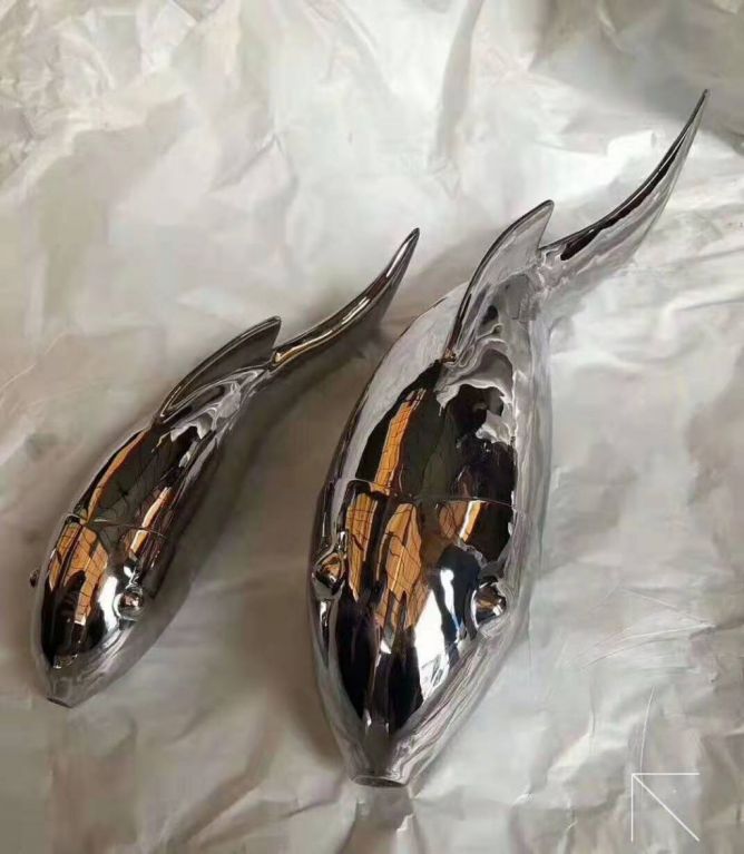 不銹鋼母子魚動物景觀雕塑