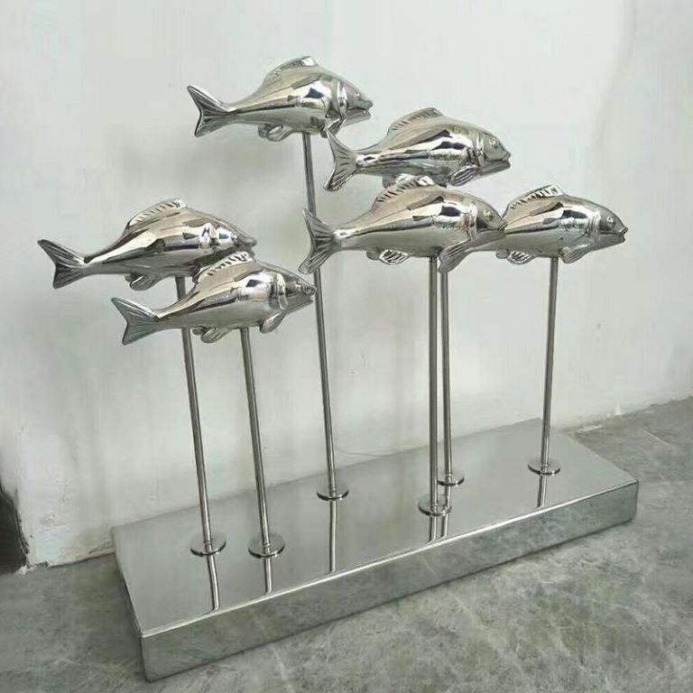 不銹鋼公園魚群景觀雕塑