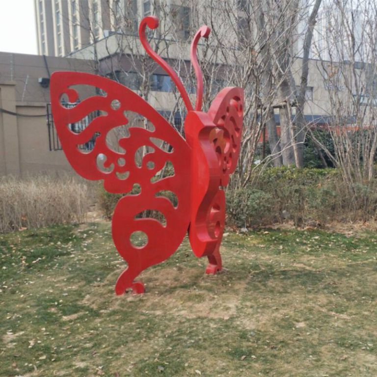 不銹鋼蝴蝶草坪景觀雕塑