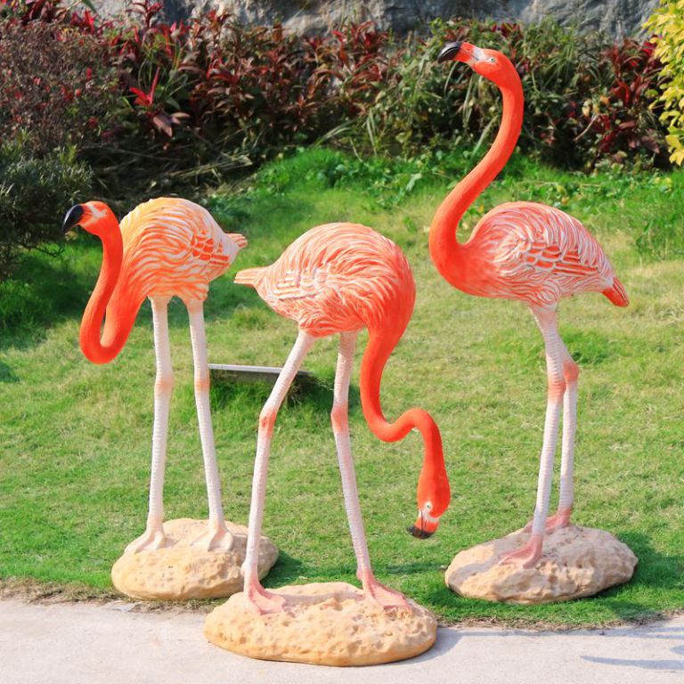 不銹鋼公園火烈鳥動物雕塑
