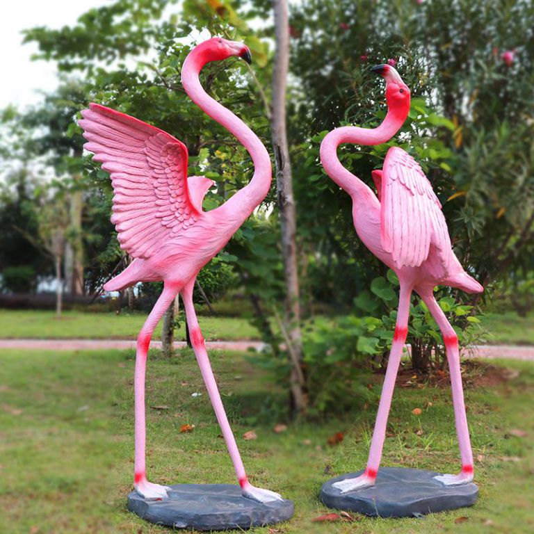 不銹鋼景區(qū)火烈鳥動物雕塑