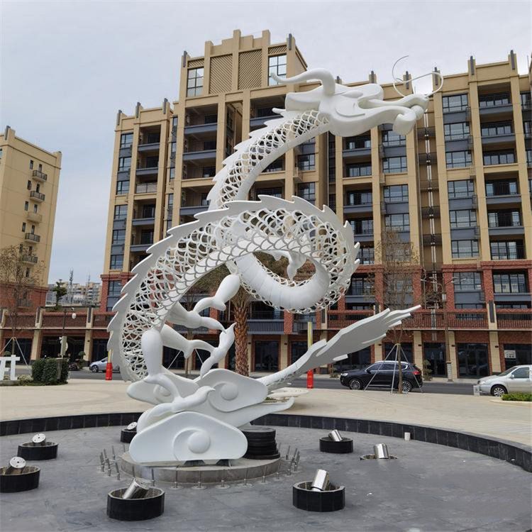 不銹鋼鏤空龍標志雕塑