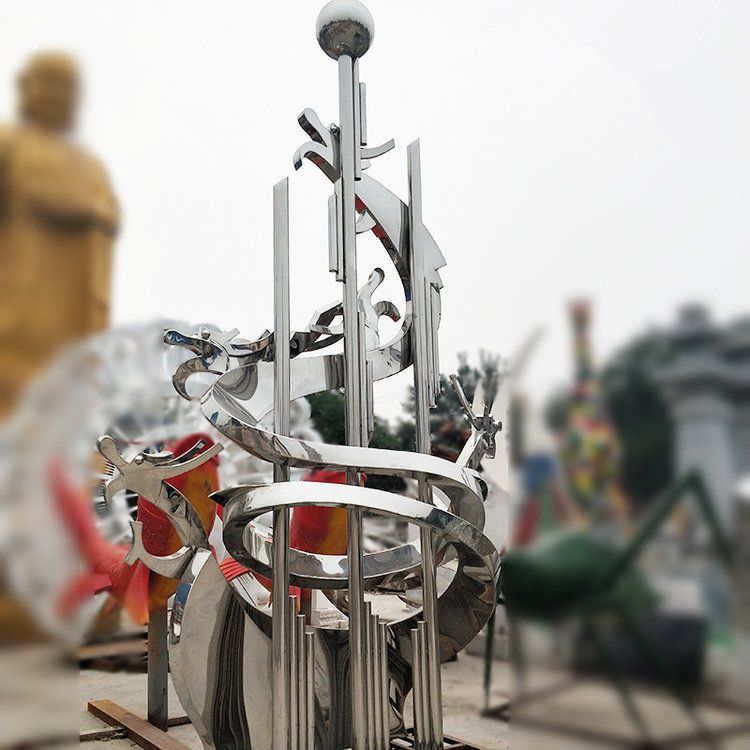 不銹鋼鏡面龍景觀雕塑