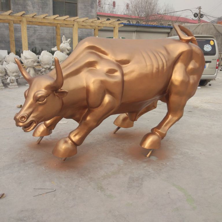 華爾街牛戶外動物銅雕