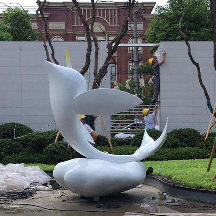 街邊不銹鋼海豚動(dòng)物雕塑